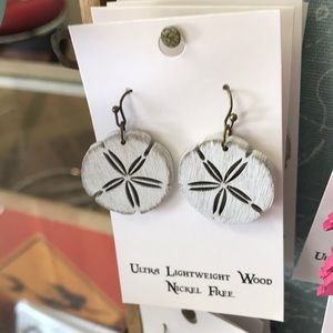 Ultra lightweight wood sand dollar earrings